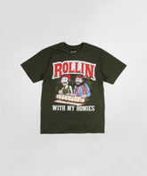 Cheech & Chong Keep Rollin On Graphic Short Sleeve Tee - Green