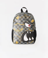 Face Patterned Graphic PU Backpack - Black
