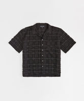 Grid Kid's Textured Button Down Short Sleeve Shirt - Black
