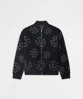Cross Applique Wool Varsity Jacket - Black