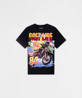 Fast Life Chenille Embroidered Short Sleeve Tee - Black