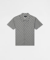 Checkerboard Viscose Button-Down Shirt - Grey