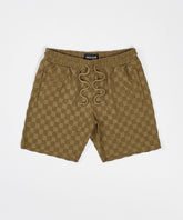 Checkerboard Towel Shorts - Brown