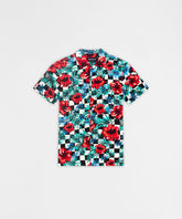 Floral Check Viscose Button-Down Short Sleeve Short