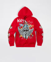 Anti Social Women's Graphic Pull-Over Long Sleeve Hoodie - Red