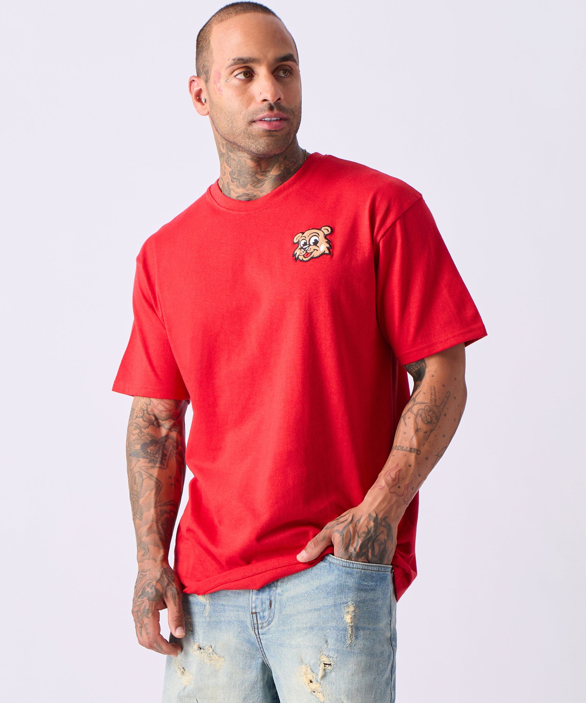 Cub Chenille Patched Short Sleeve Tee - Red