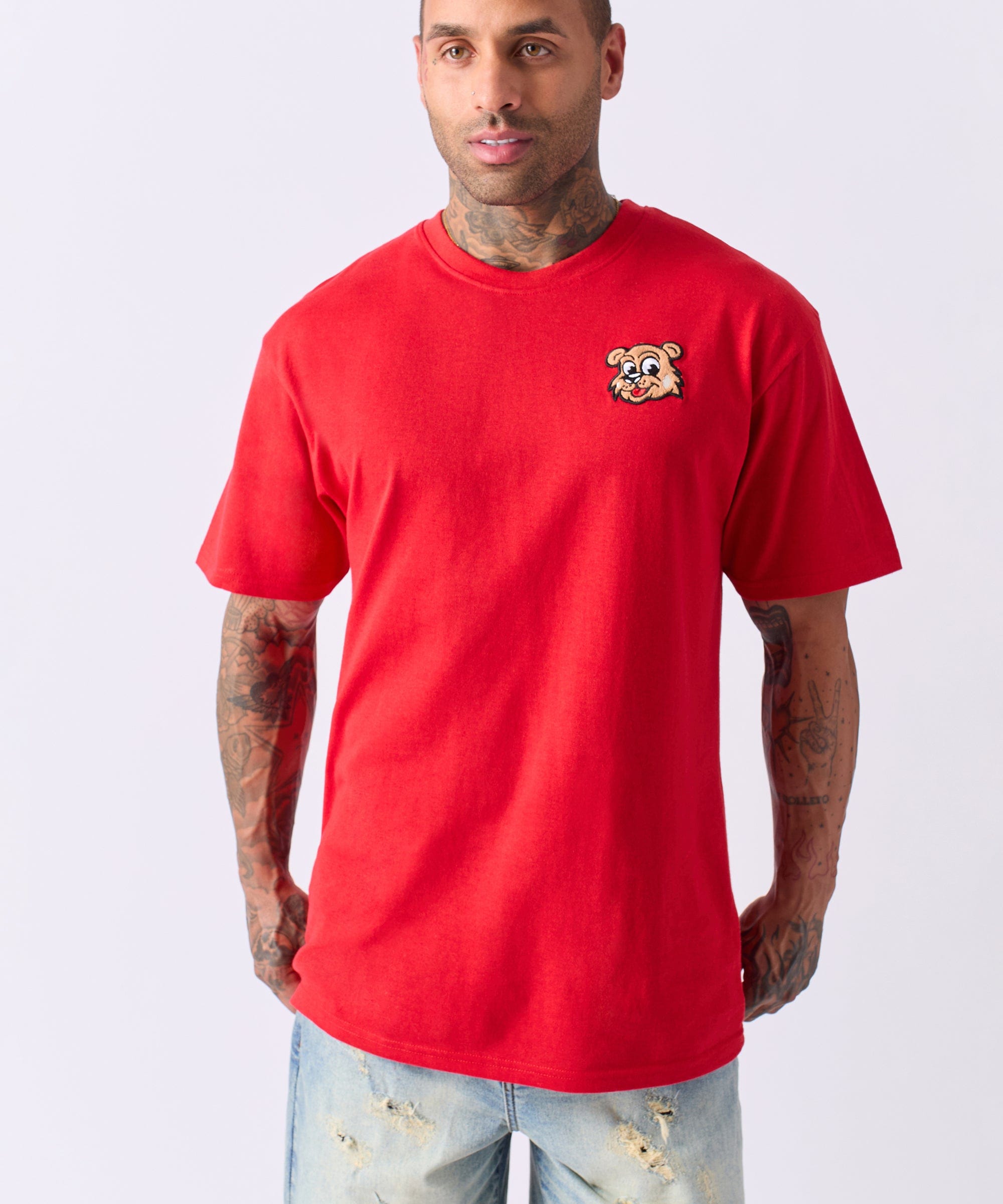 Cub Chenille Patched Short Sleeve Tee - Red