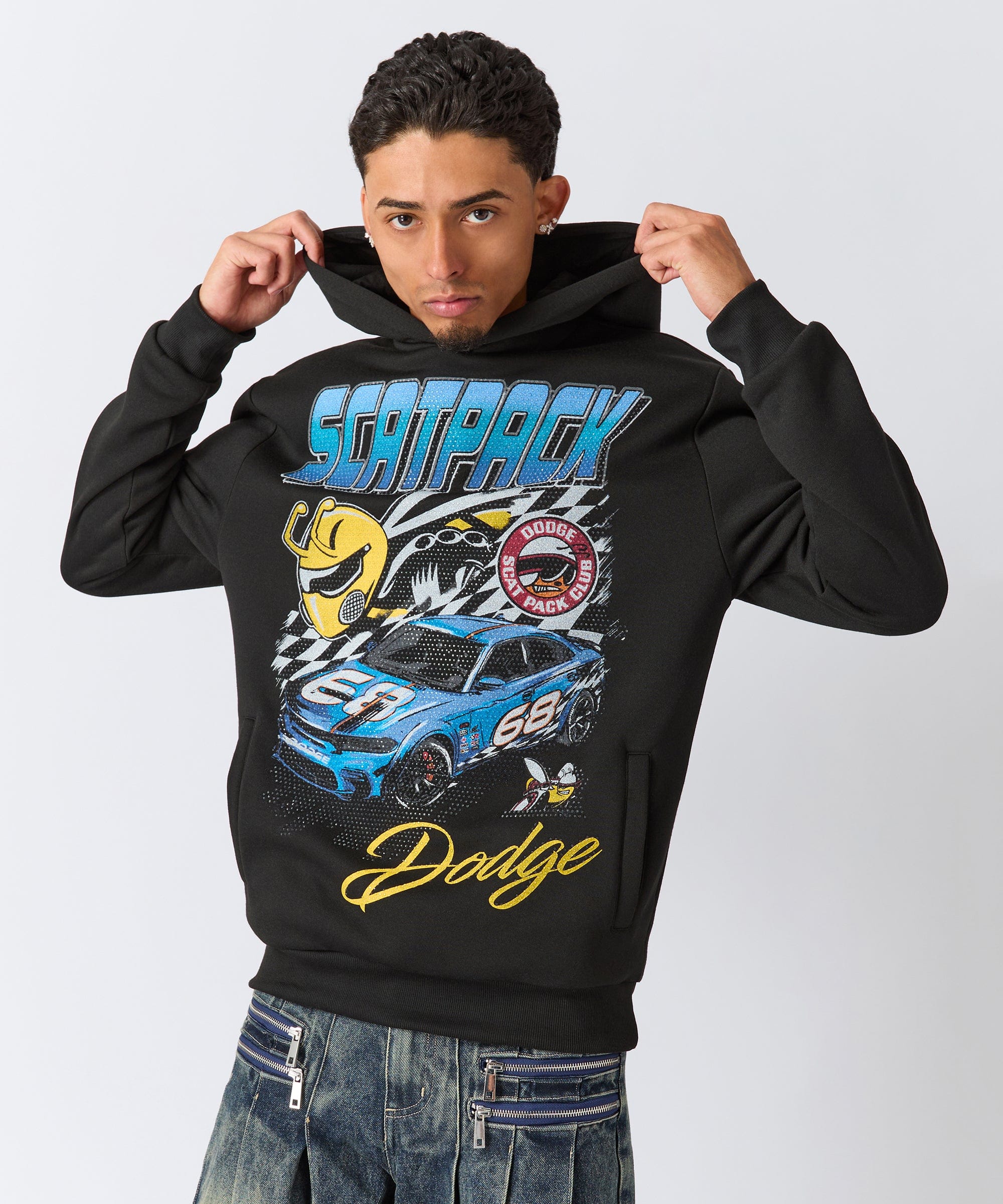 Dodge Scatpack Graphic Long Sleeve Hoodie - Black