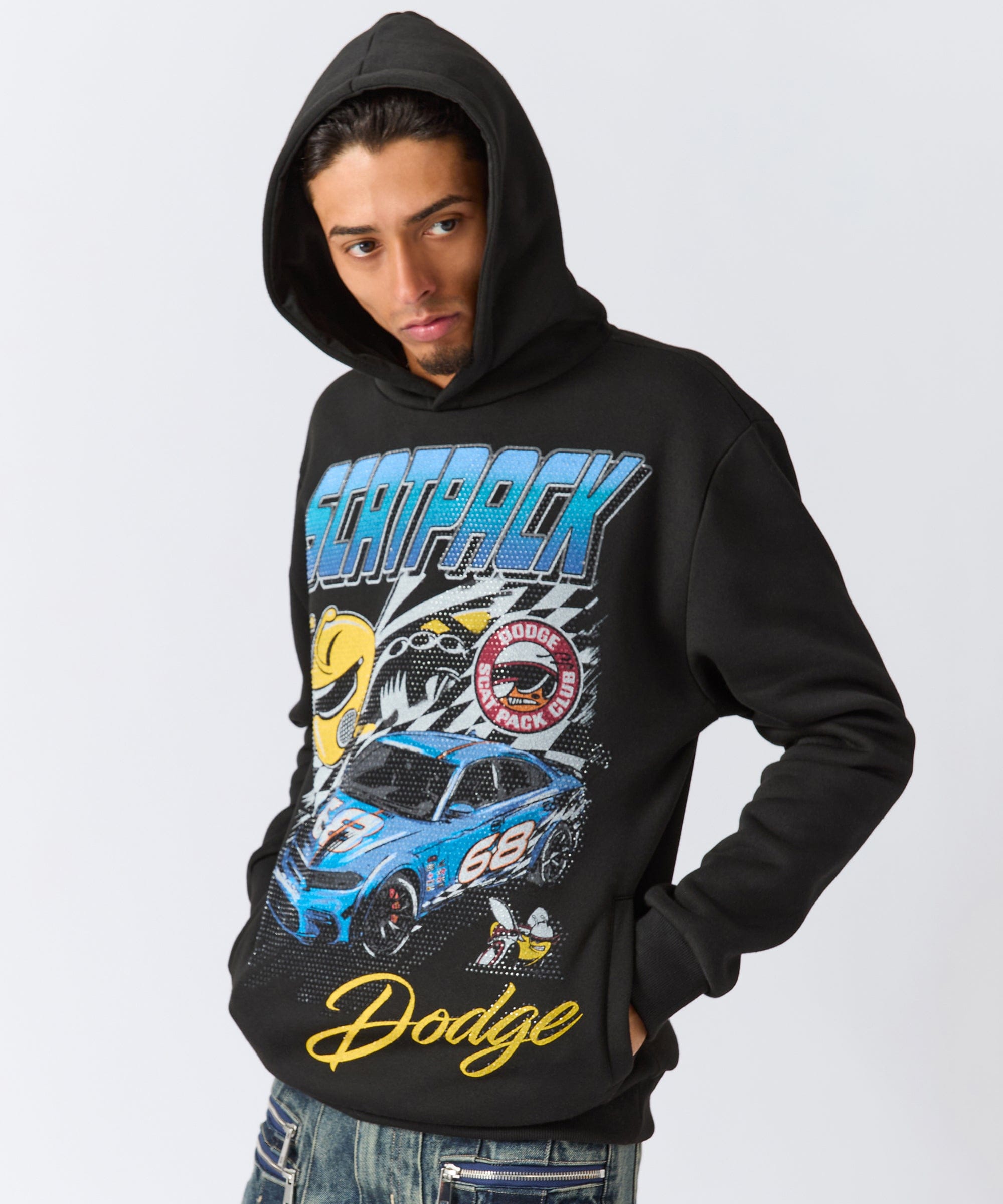 Dodge Scatpack Graphic Long Sleeve Hoodie - Black