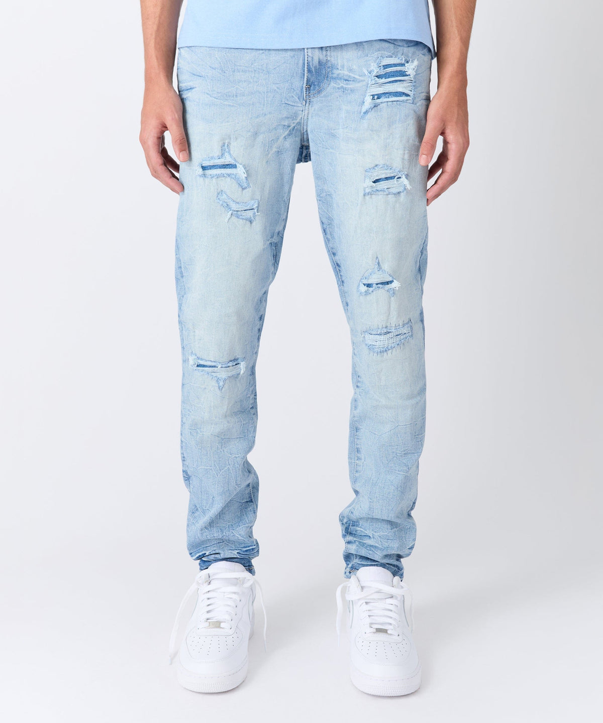 Coastal Ripped Skinny Jeans - Light Blue
