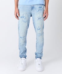Coastal Ripped Skinny Jeans - Light Blue