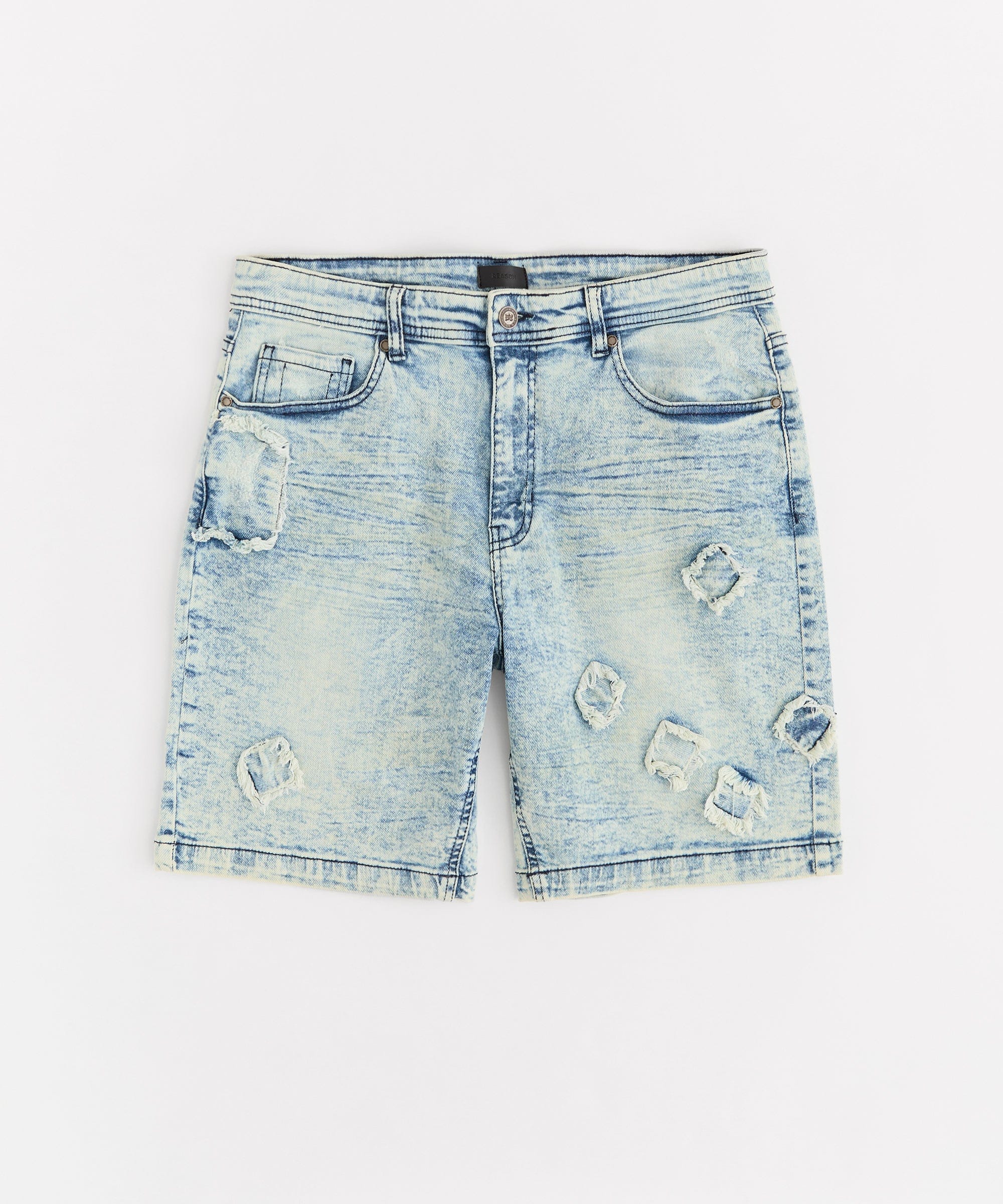 Destroyed Denim Shorts - Dark Blue
