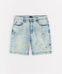 Destroyed Denim Shorts - Dark Blue
