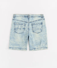 Destroyed Denim Shorts - Dark Blue