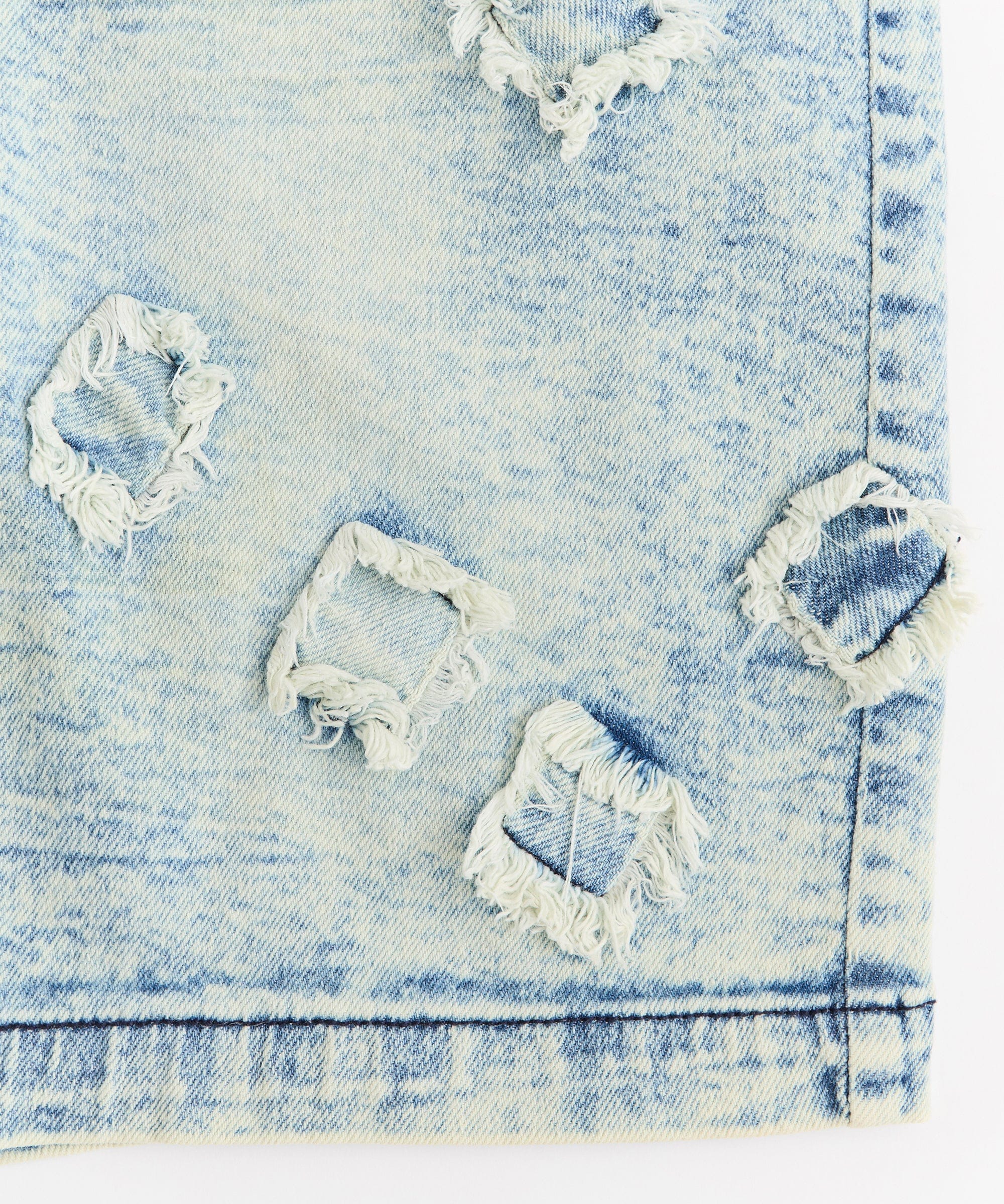 Destroyed Denim Shorts - Dark Blue