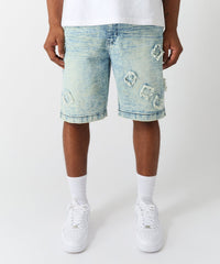 Destroyed Denim Shorts - Dark Blue