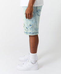 Destroyed Denim Shorts - Dark Blue