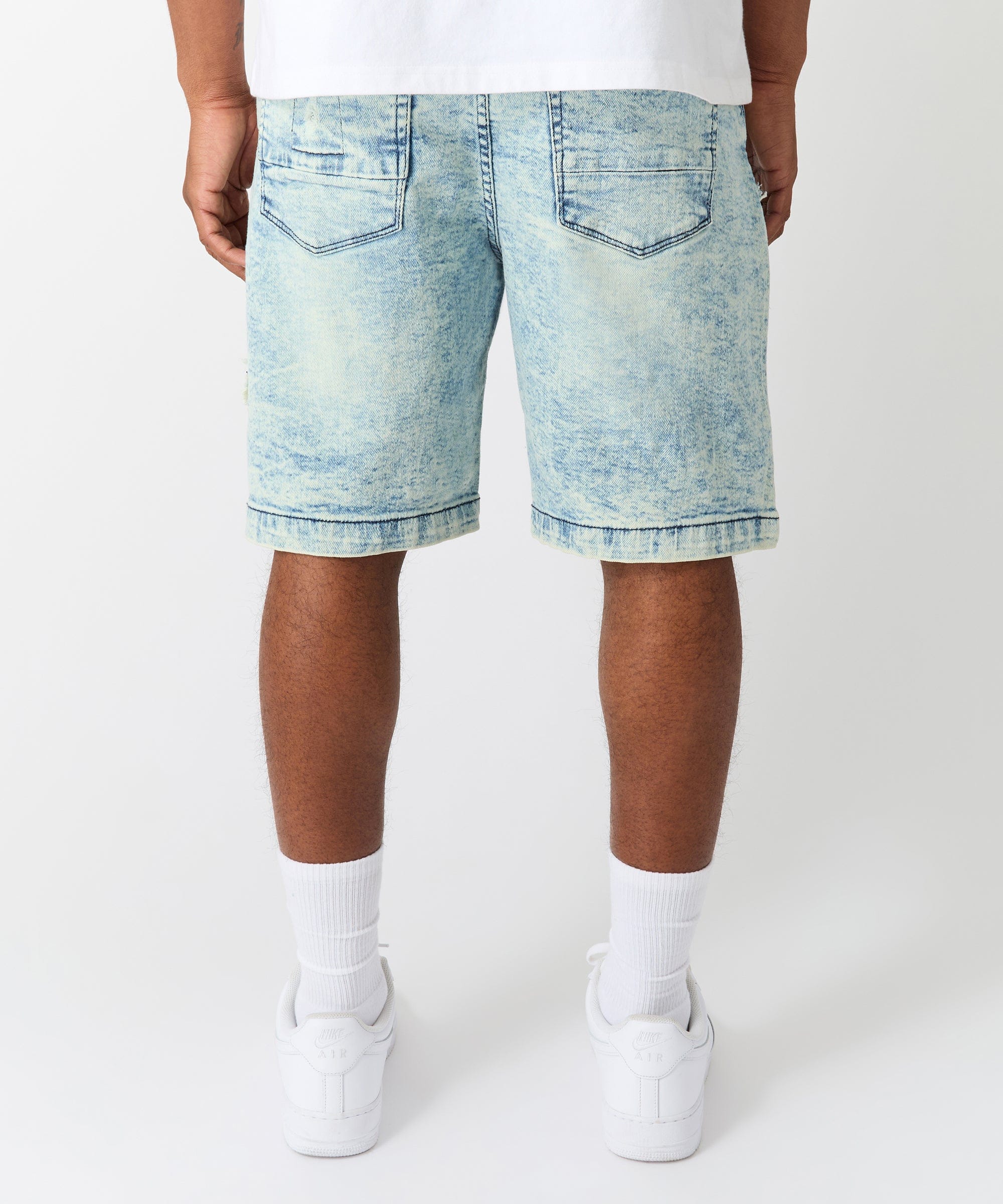 Destroyed Denim Shorts - Dark Blue