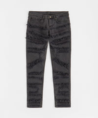 Heavy Distressed Frayed Skinny Jean - Dark Grey