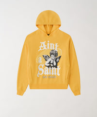 Ain't A Saint Graphic Long Sleeve Hoodie - Khaki