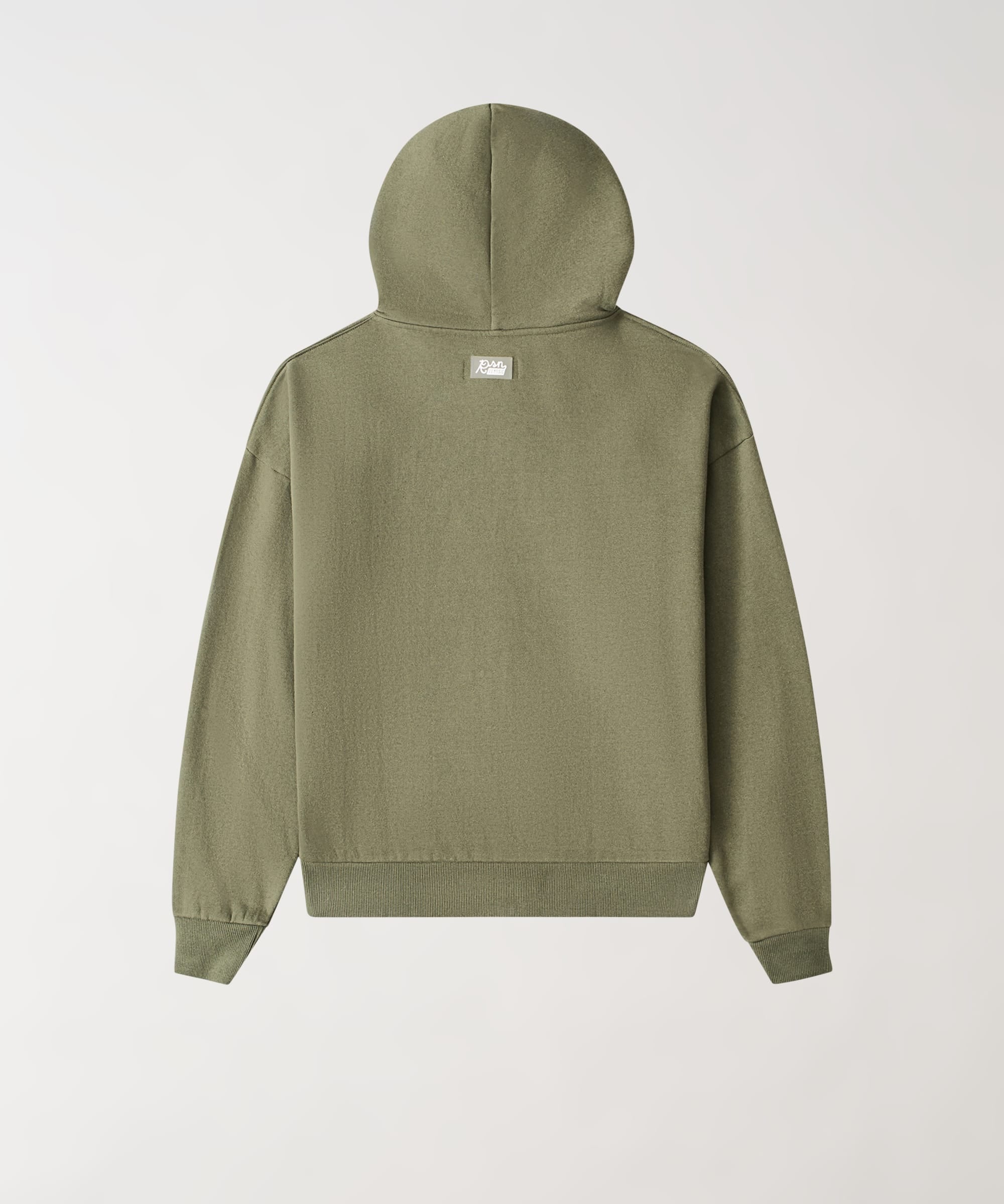Essential Boxy Fit Zip Up Hoodie - Olive Green