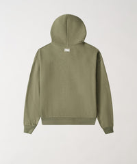 Essential Boxy Fit Zip Up Hoodie - Olive Green