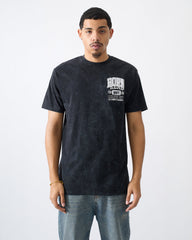 Born Real Back Print Embroidered Tee - Washed Black