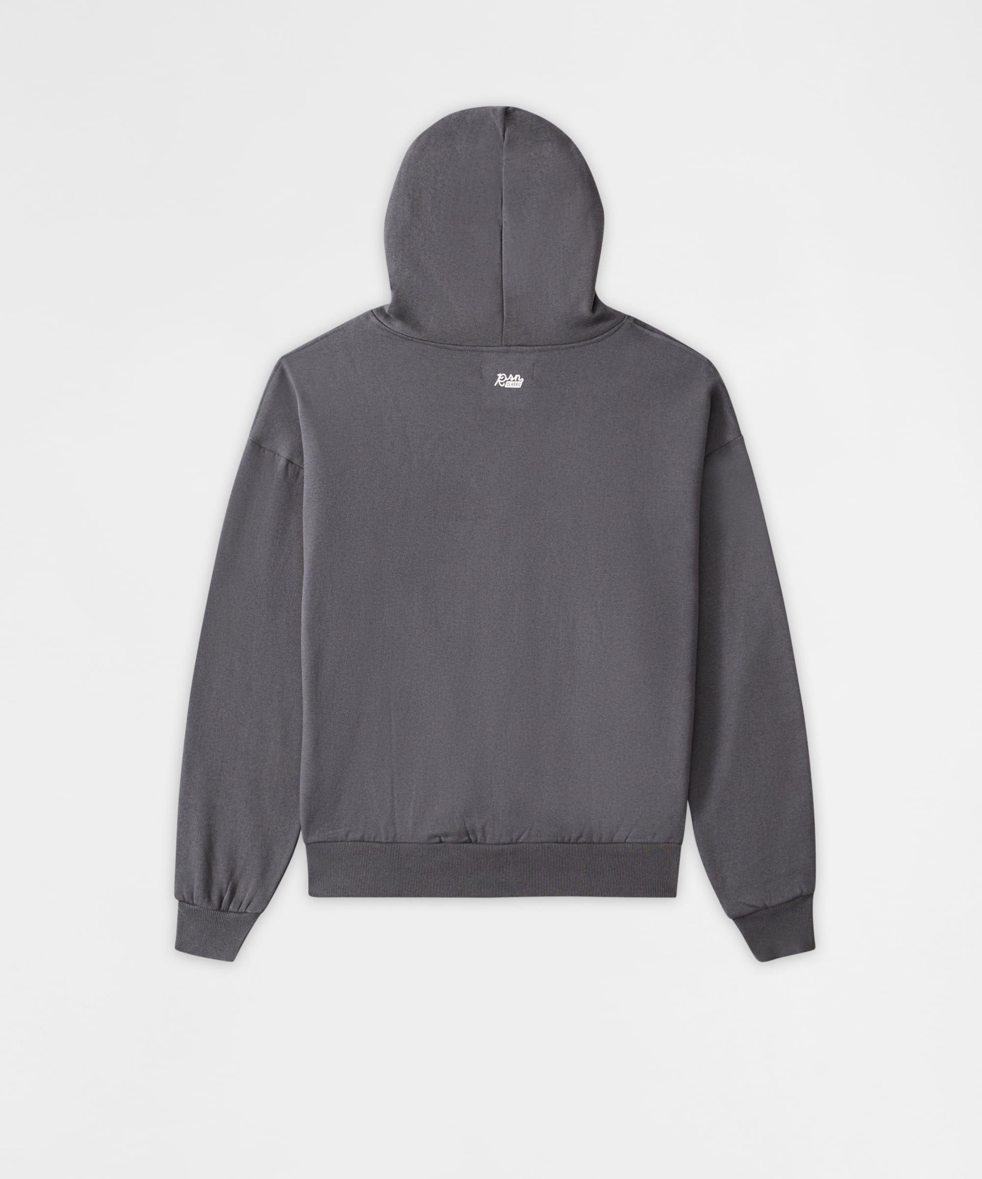 Essential Boxy Fit Zip Up Hoodie - Dark Grey