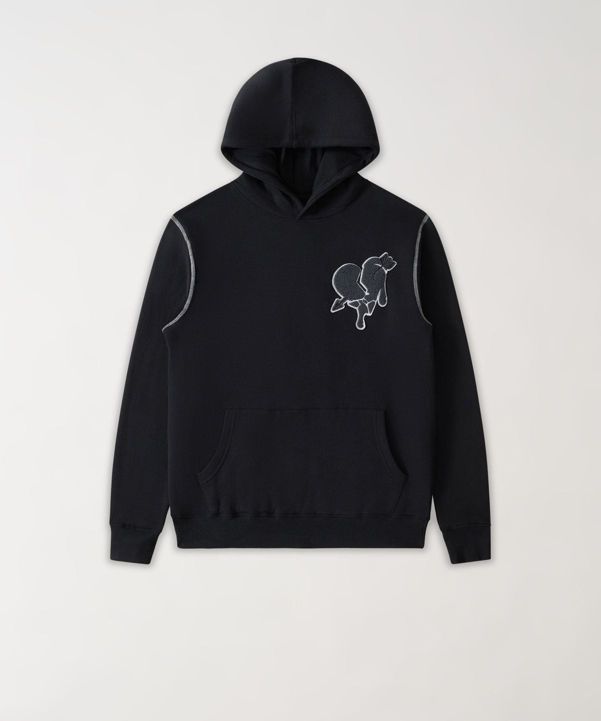 Heartless Chenille Patch Graphic Hoodie - Black