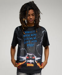 Back To The Future Roads Graphic Short Sleeve Tee - Black
