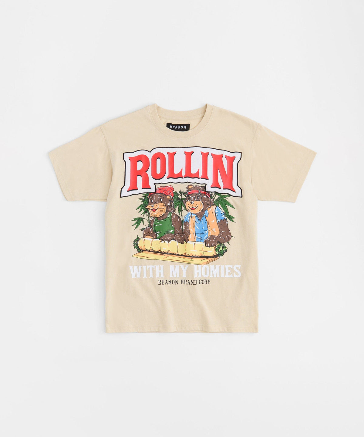 Cheech & Chong Rollin With My Homies Graphic Short Sleeve Tee - Khaki