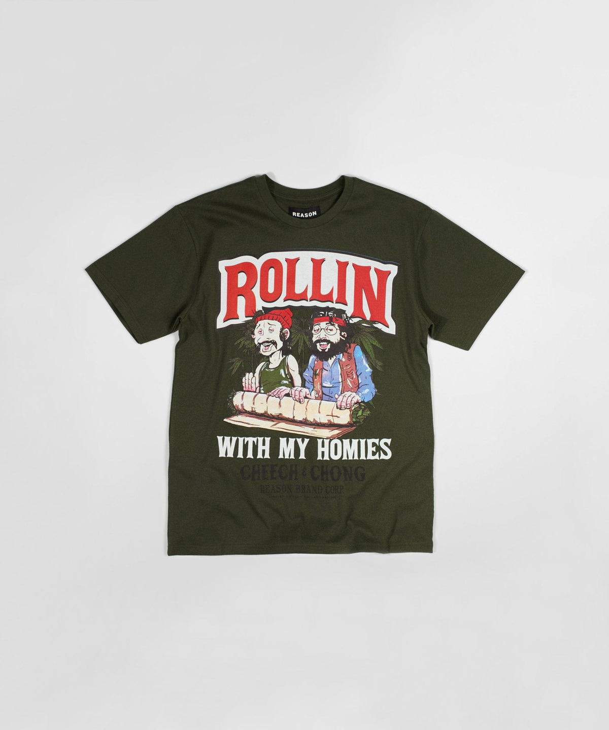 Cheech & Chong Keep Rollin On Graphic Short Sleeve Tee - Green
