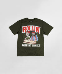 Cheech & Chong Keep Rollin On Graphic Short Sleeve Tee - Green