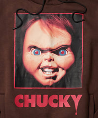 Chucky Face Graphic Long Sleeve Hoodie - Brown