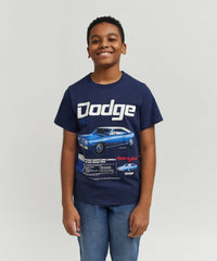 Dodge White Hat Special Kid's Graphic Short Sleeve Tee - Dark Blue