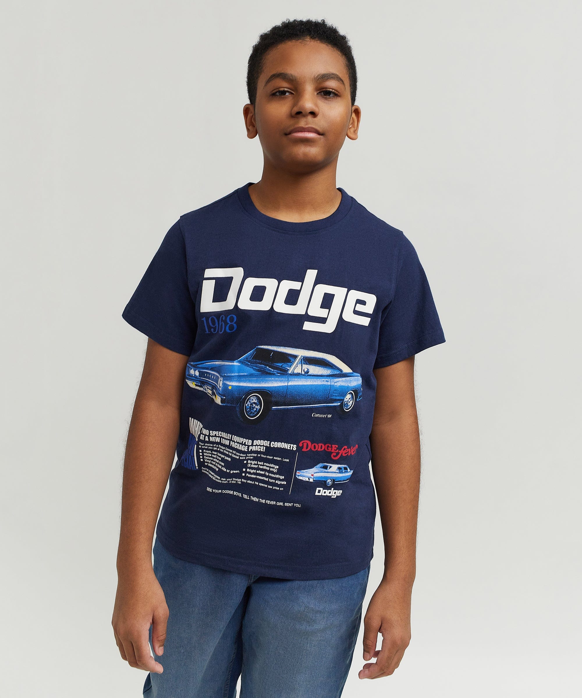 Dodge White Hat Special Kid's Graphic Short Sleeve Tee - Dark Blue