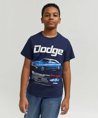 Dodge White Hat Special Kid's Graphic Short Sleeve Tee - Dark Blue