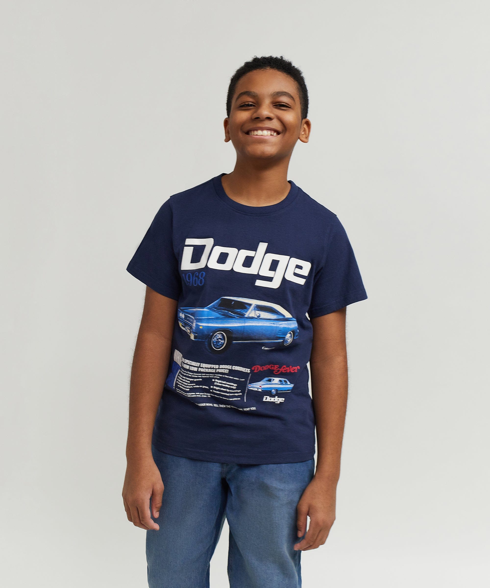 Dodge White Hat Special Kid's Graphic Short Sleeve Tee - Dark Blue