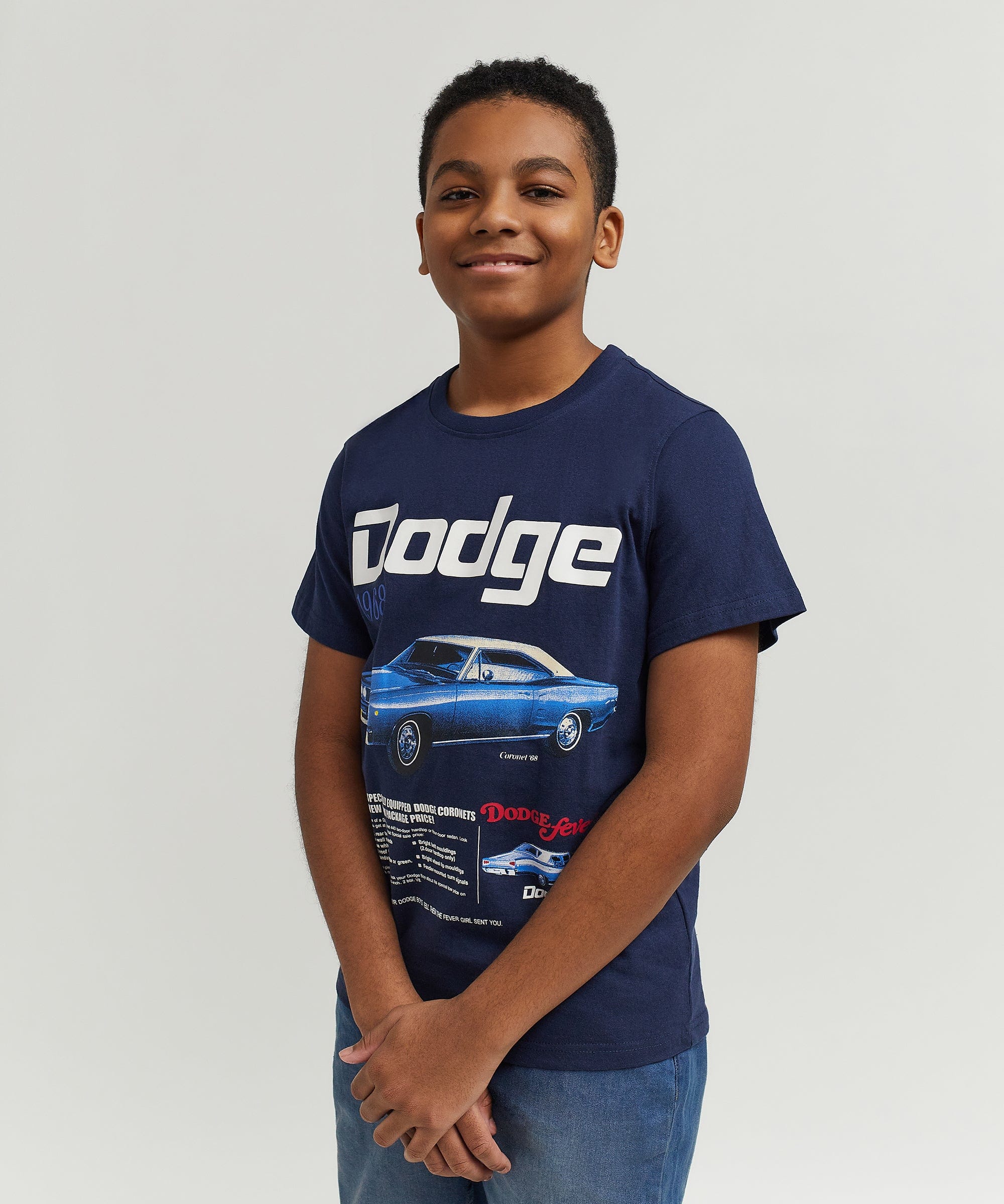 Dodge White Hat Special Kid's Graphic Short Sleeve Tee - Dark Blue
