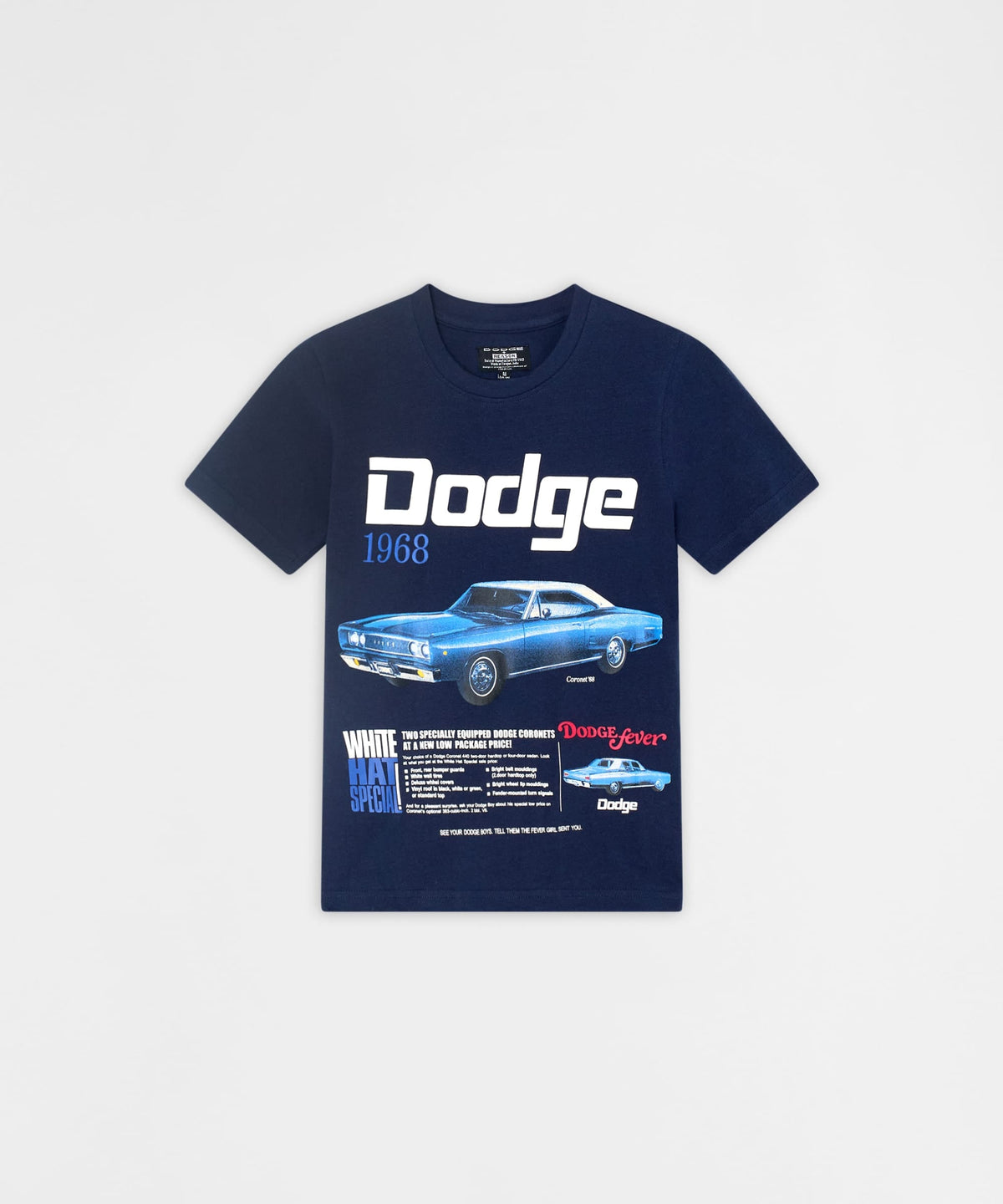 Dodge White Hat Special Kid's Graphic Short Sleeve Tee - Dark Blue