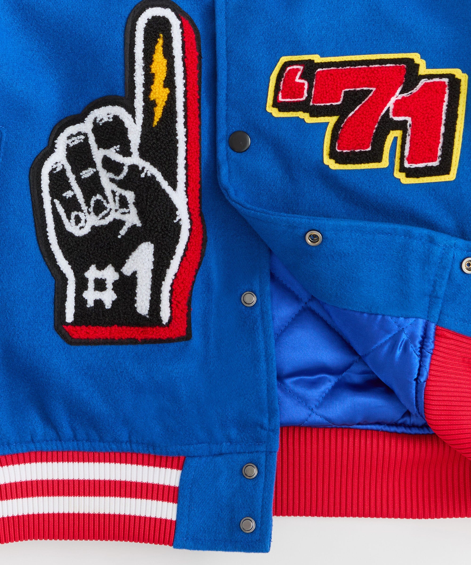 Dodge Demon Rebel Embroidered Varsity Jacket Pu - Blue
