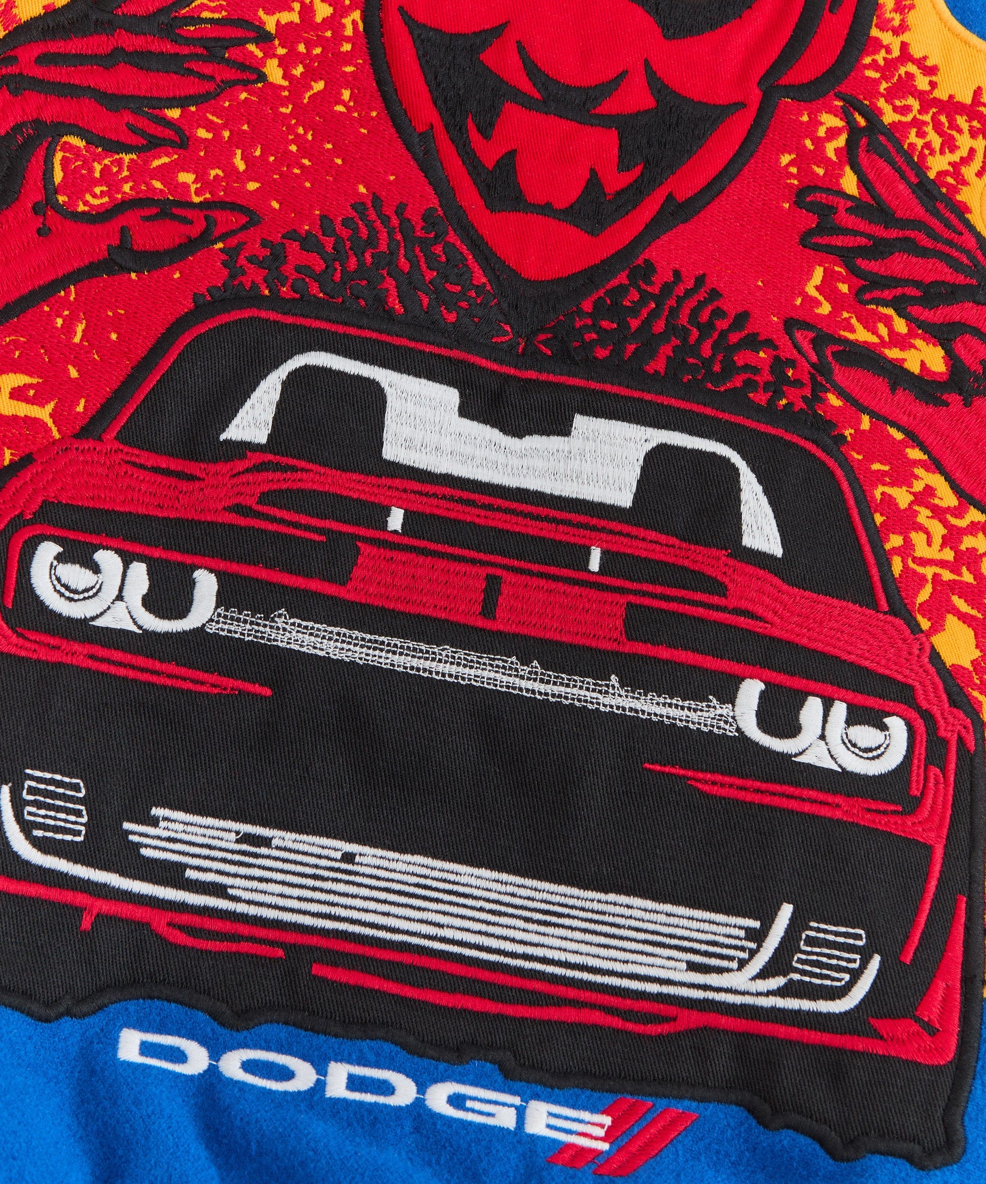 Dodge Demon Rebel Embroidered Varsity Jacket Pu - Blue