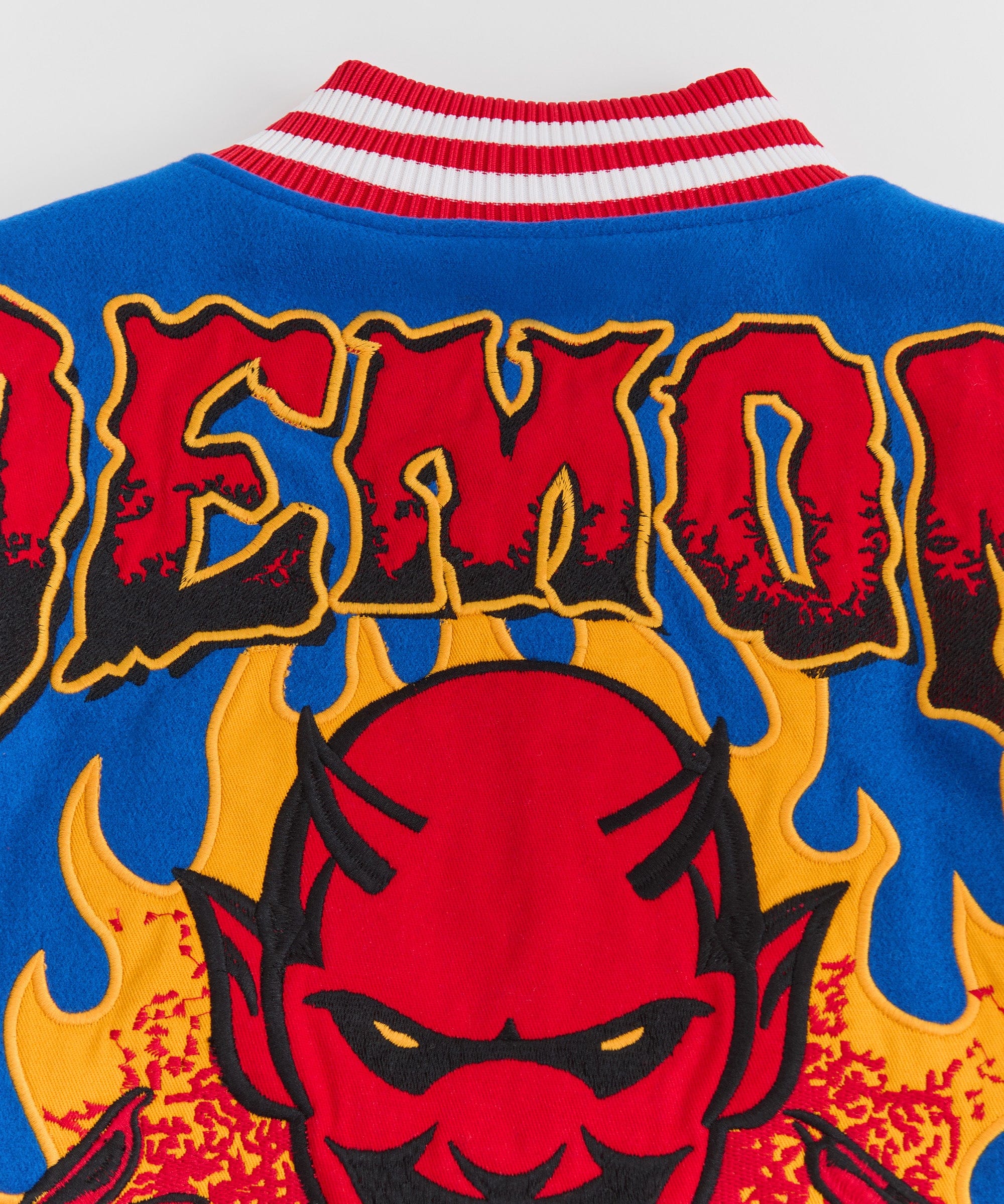 Dodge Demon Rebel Embroidered Varsity Jacket Pu - Blue