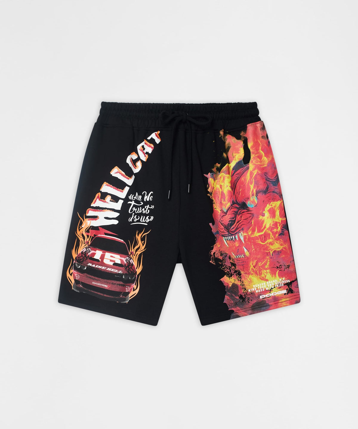 Dodge Hellcat Graphic Fleece Shorts - Black