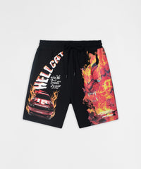 Dodge Hellcat Graphic Fleece Shorts - Black