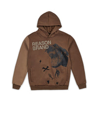 Doberman Embroidered Applique Long Sleeve Hoodie - Brown