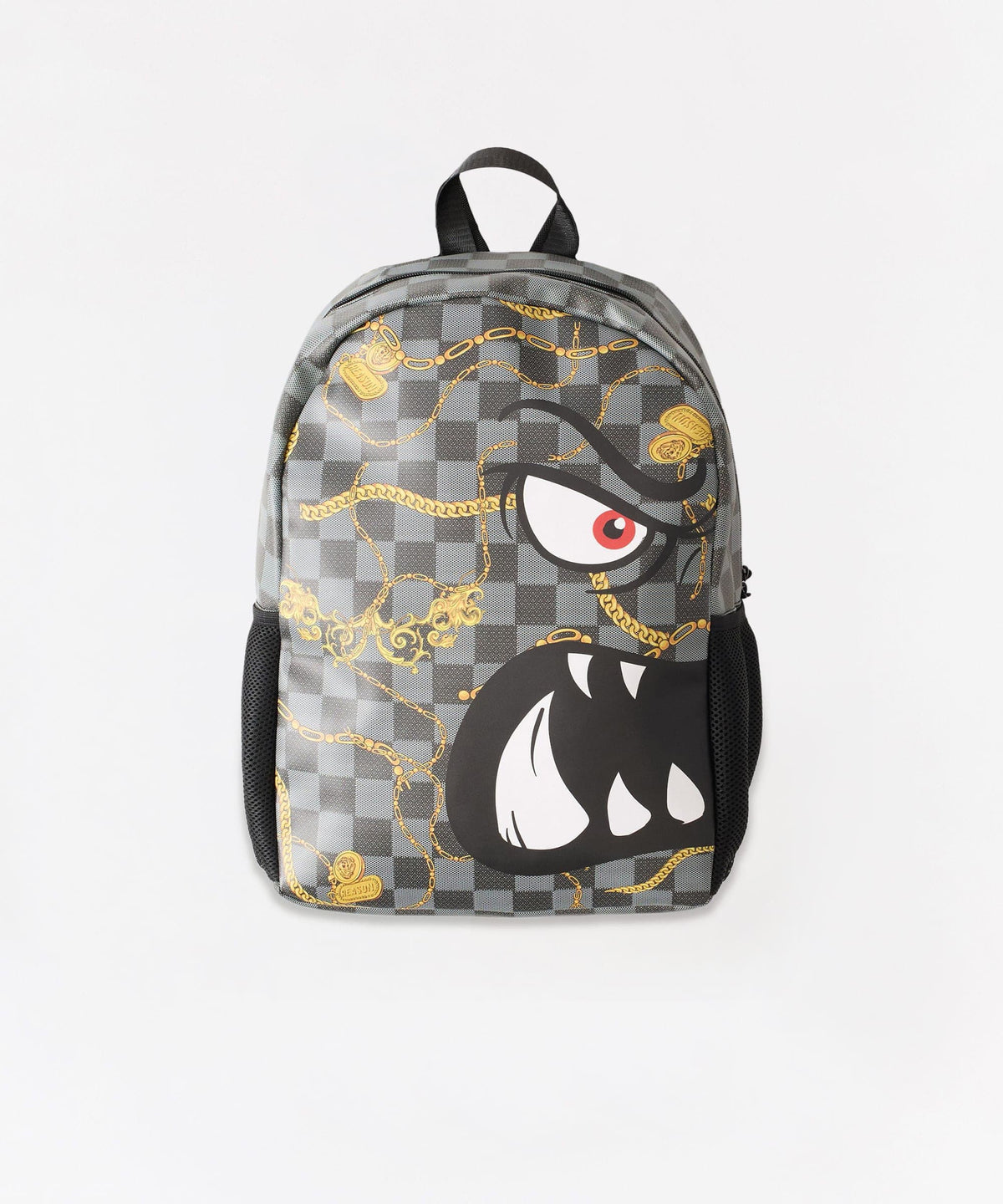 Face Patterned Graphic PU Backpack - Black