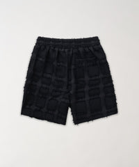 Grid Kid's Textured Shorts - Black