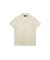 Grid Kid's Textured Button Down Short Sleeve Shirt - Cream