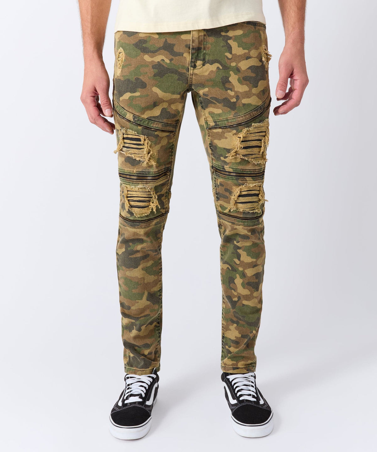 Distressed Camo Denim Pant